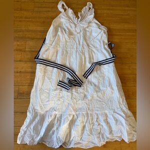 Vineyard Vines White Midi Dress with Black Stripes